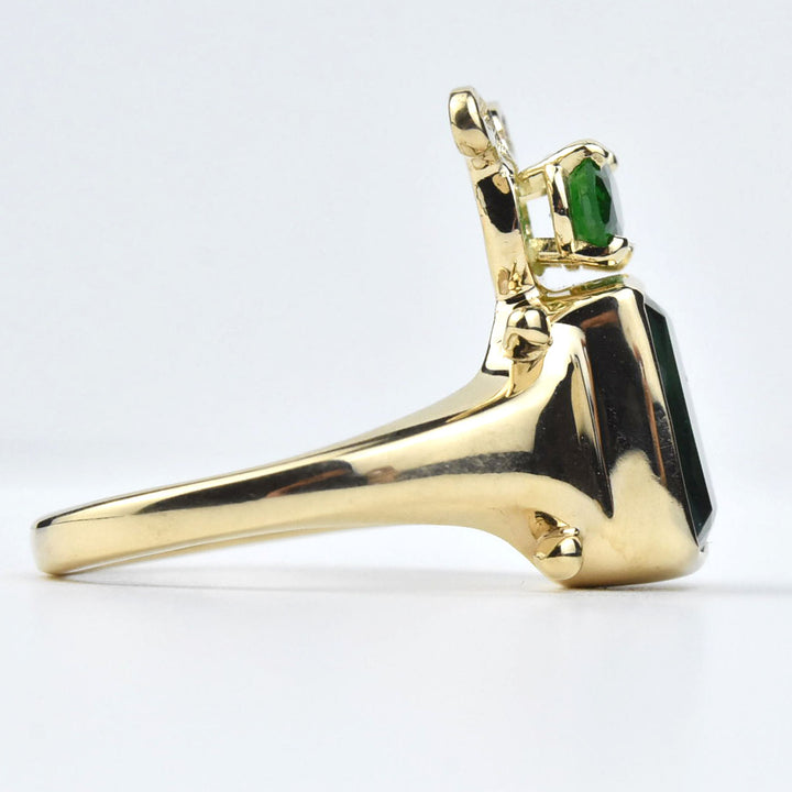 Tourmaline and Tsavorite Insect Ring in 14k Gold - Goldmakers Fine Jewelry