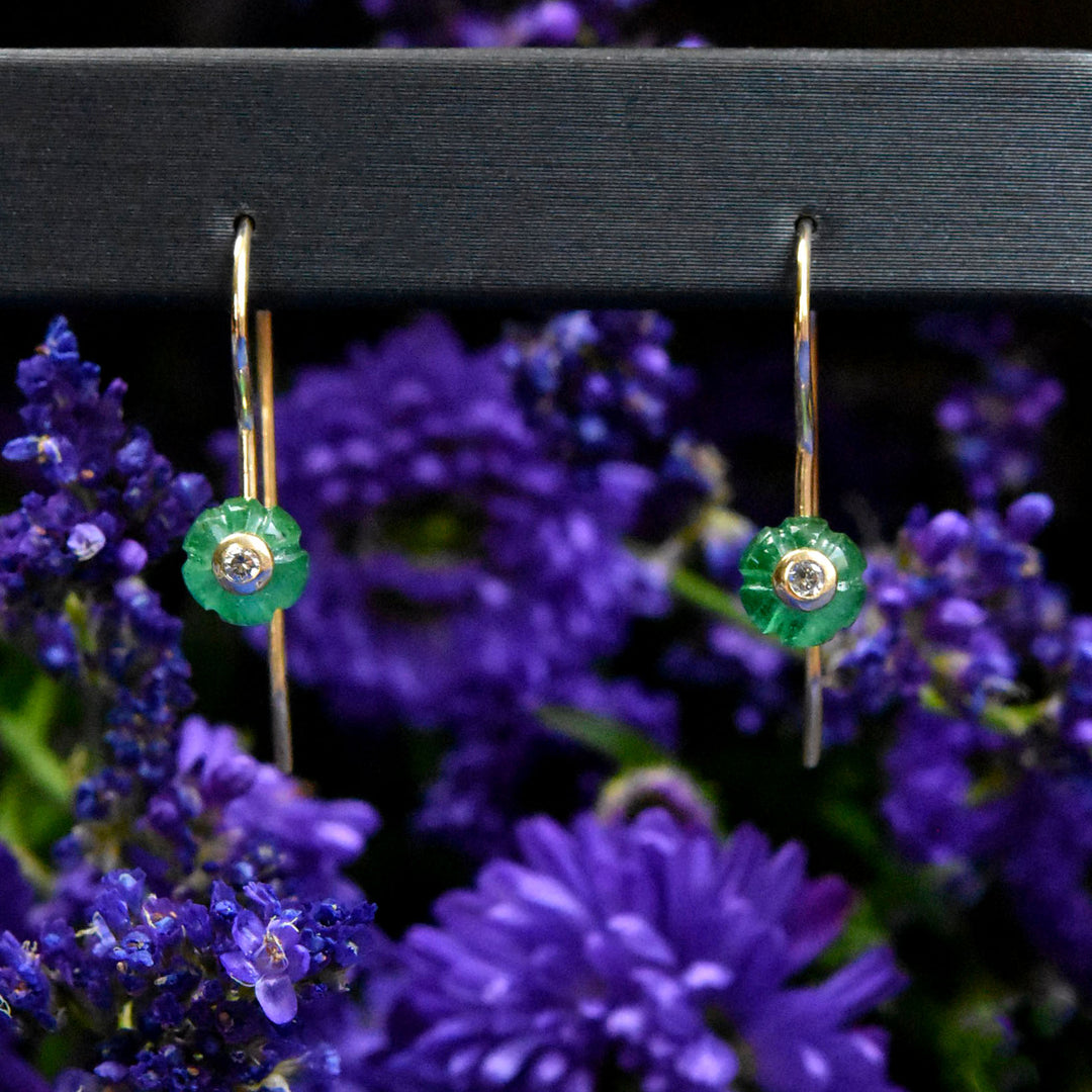 Emerald Melon Earrings in Gold - Goldmakers Fine Jewelry