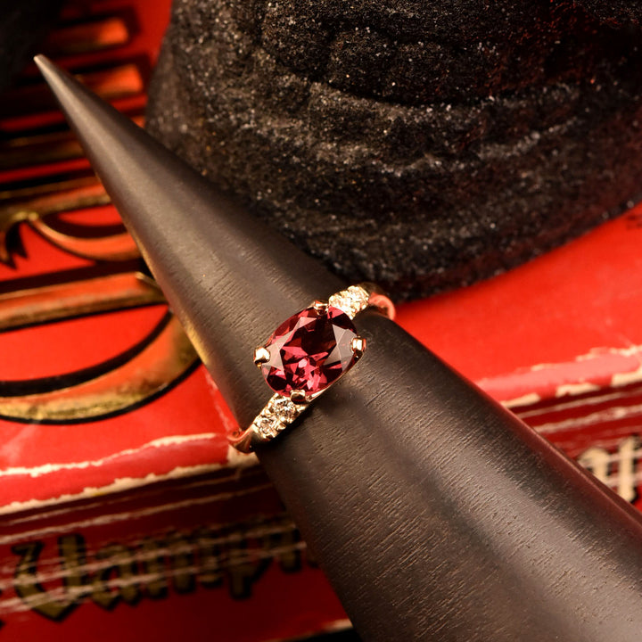Rhodalite Garnet and Diamond Gold Cocktail Ring - Goldmakers Fine Jewelry