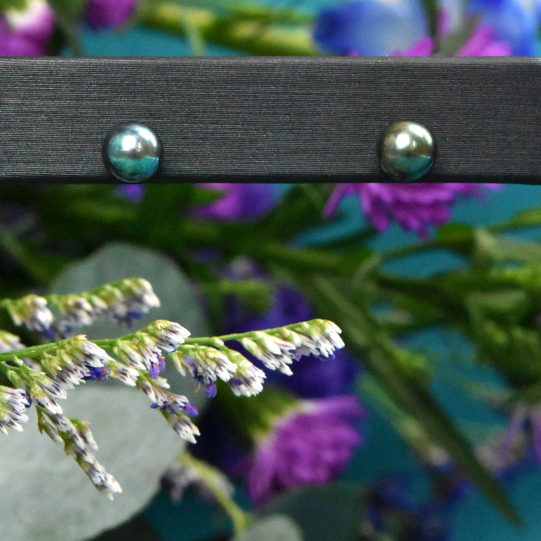 Black Pearl Studs, 14k Yellow Gold - Goldmakers Fine Jewelry