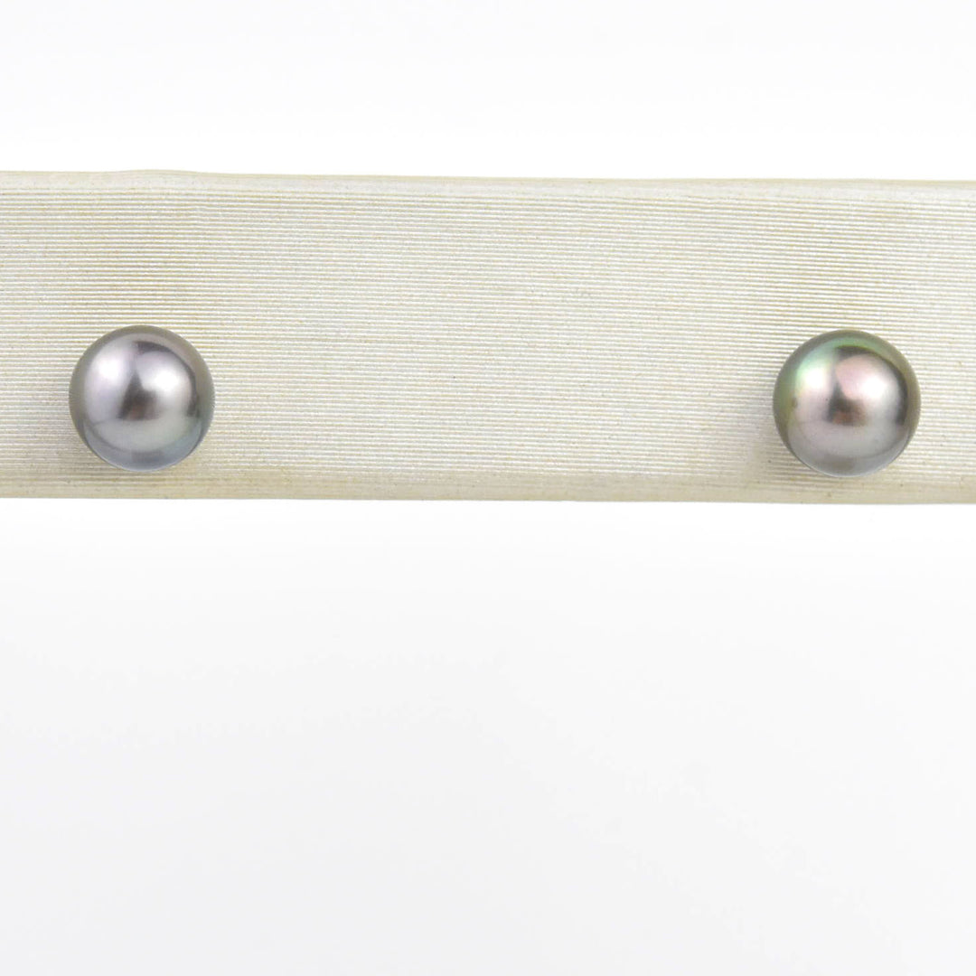Black Pearl Studs, 14k White Gold - Goldmakers Fine Jewelry