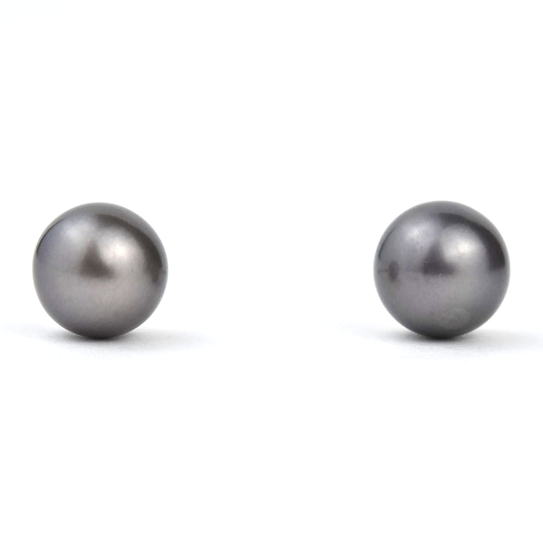 Black Pearl Studs, 14k Yellow Gold - Goldmakers Fine Jewelry