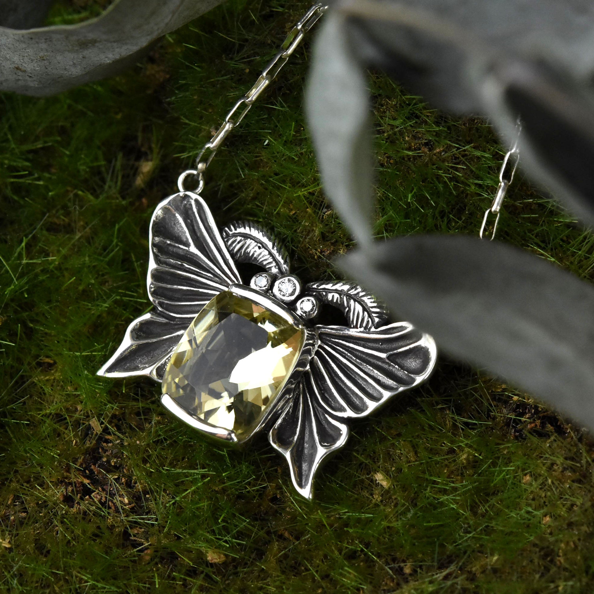 Rainbow Moonstone Luna Moth Necklace – Spill The Tea Sis Apothecary