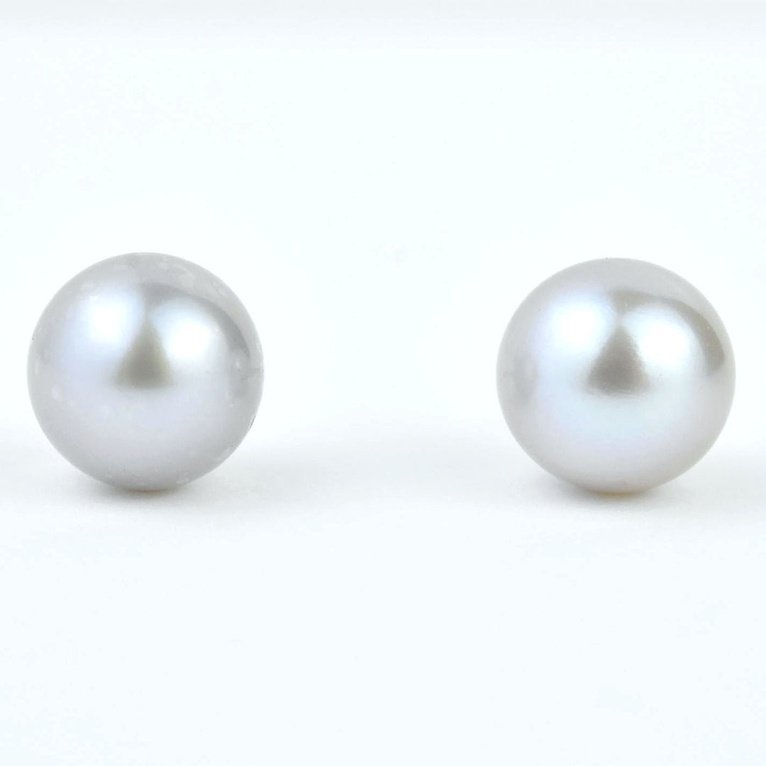 Taupe Pearl Studs, 14k White Gold - Goldmakers Fine Jewelry