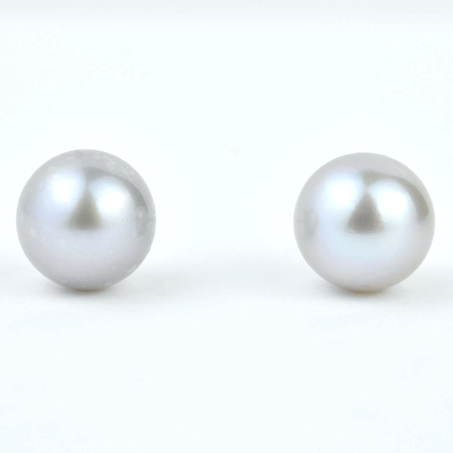 Taupe Pearl Studs, 14k White Gold - Goldmakers Fine Jewelry