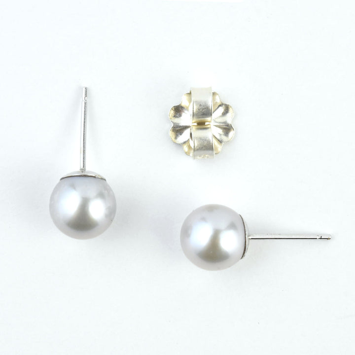 Taupe Pearl Studs, 14k White Gold - Goldmakers Fine Jewelry
