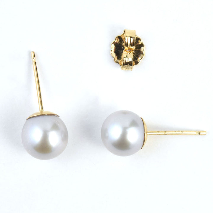 Taupe Pearl Studs, 14k Yellow Gold - Goldmakers Fine Jewelry