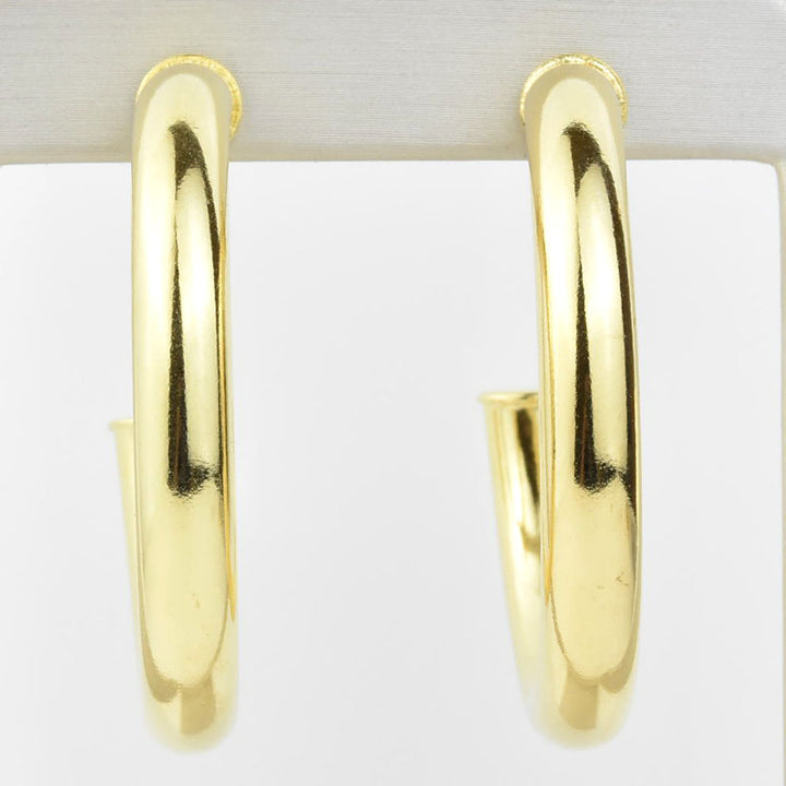Medium Round Polished Gold Tone Hoops - Goldmakers Fine Jewelry