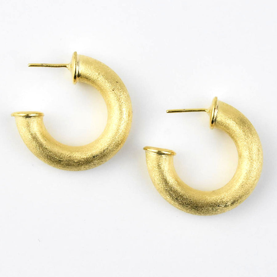 Mini Round Textured Gold Tone Hoops - Goldmakers Fine Jewelry