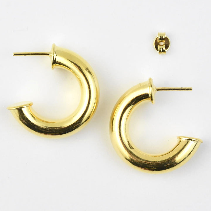 Small Round Polished Gold Tone Hoops - Goldmakers Fine Jewelry