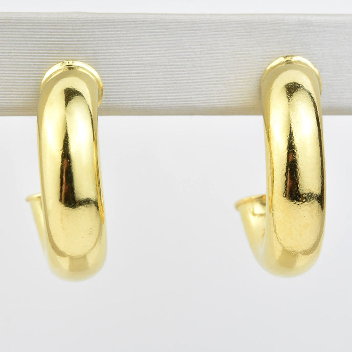 Small Round Polished Gold Tone Hoops - Goldmakers Fine Jewelry