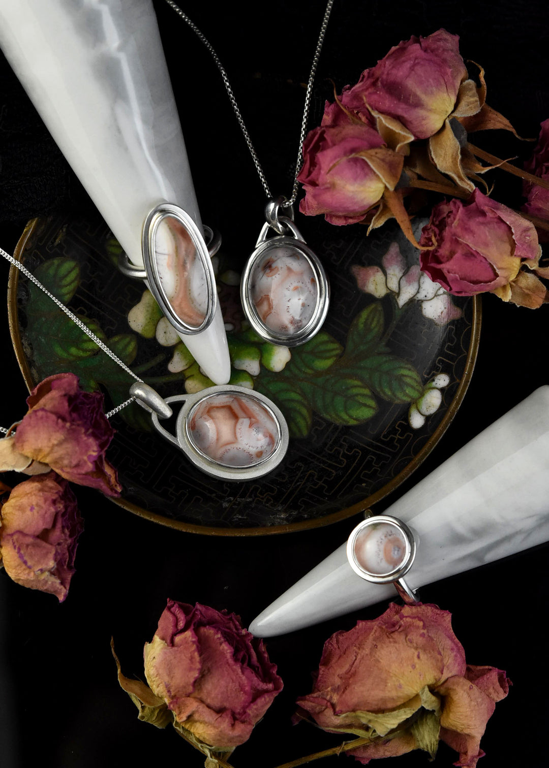 Oval Ocean Jasper Necklace in Sterling Silver - Goldmakers Fine Jewelry