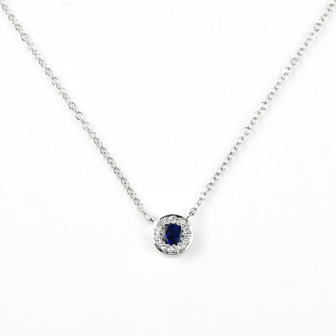 The Diana: Sapphire and Diamond Halo Necklace