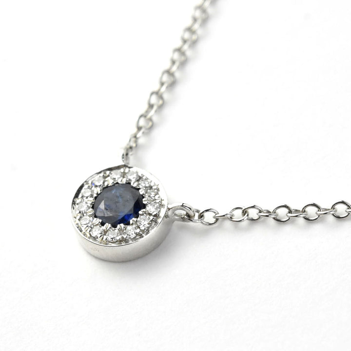 The Diana: Sapphire and Diamond Halo Necklace