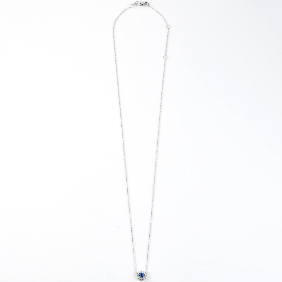 The Flora: Sapphire and Diamond Halo Necklace