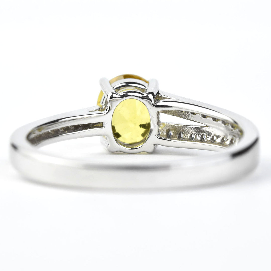 Yellow Sapphire and Diamond Ring in White Gold - Goldmakers Fine Jewelry