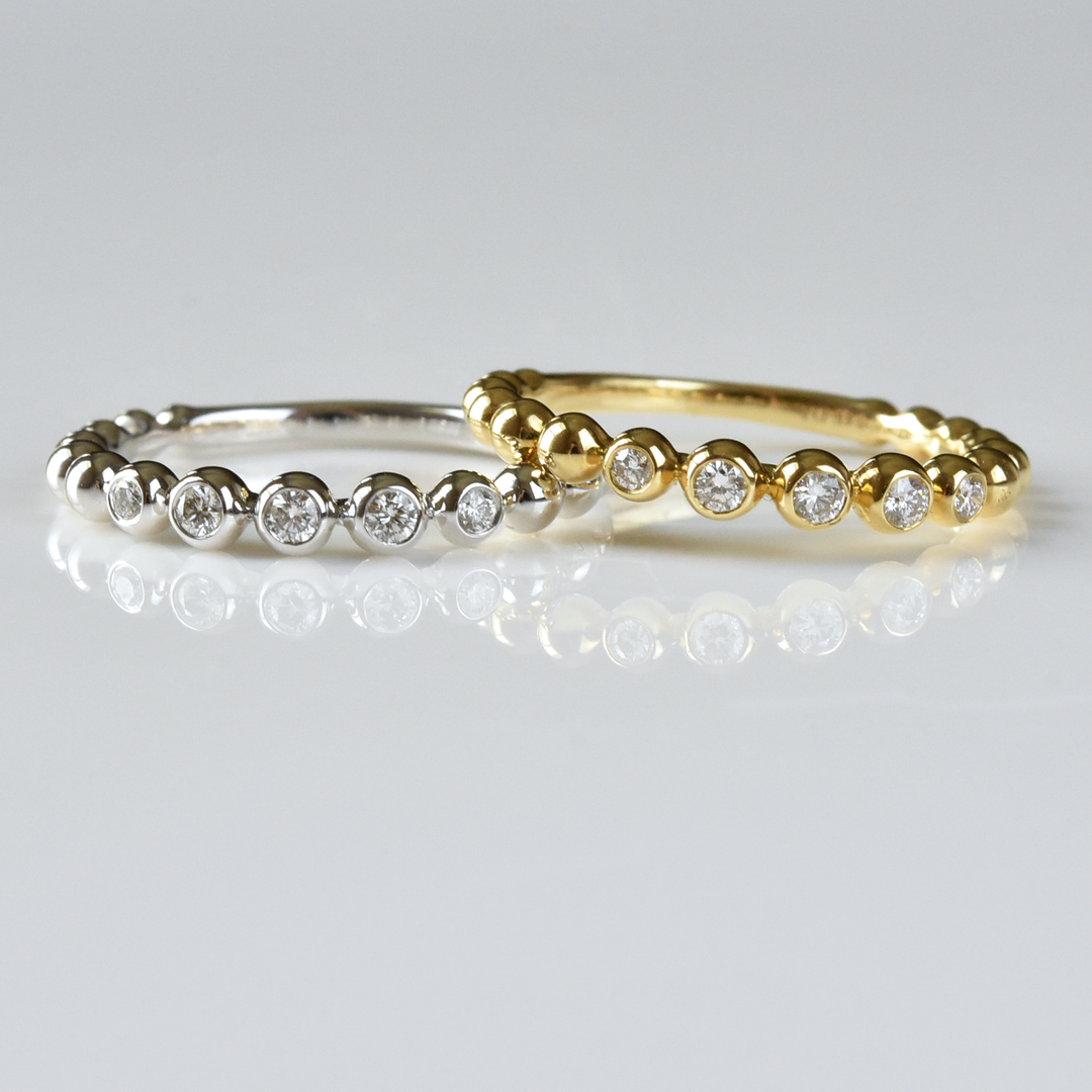 Diamond Bubble Band in Yellow Gold - Goldmakers Fine Jewelry