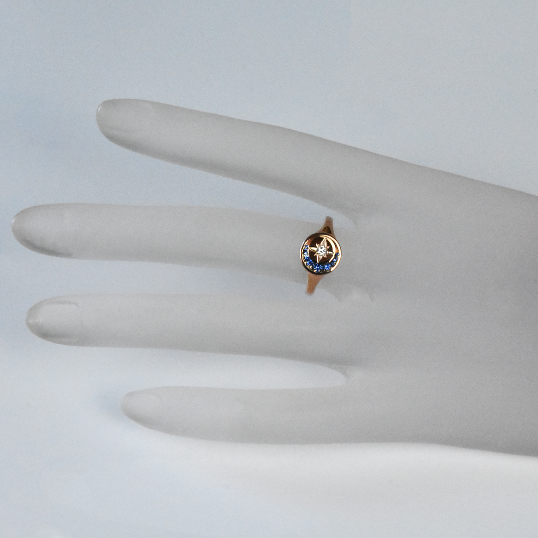Stella Luna Ring in Rose Gold with Diamonds and Sapphires - Goldmakers Fine Jewelry