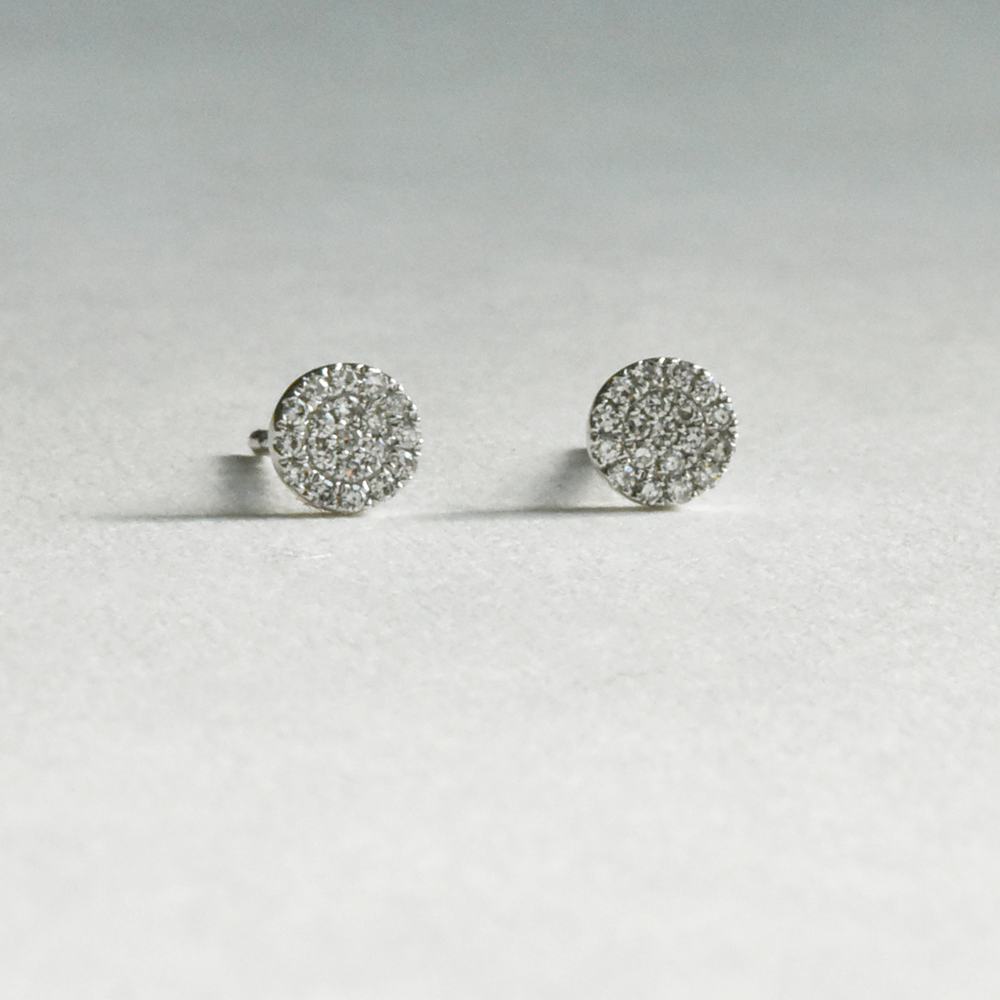 White Gold Diamond Circle Earrings - Goldmakers Fine Jewelry