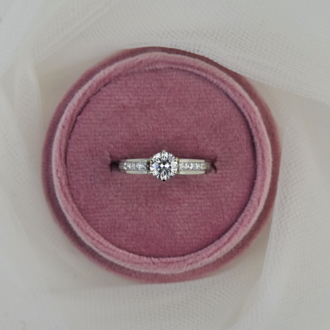 Moissanite and Platinum Engagement Ring - Goldmakers Fine Jewelry