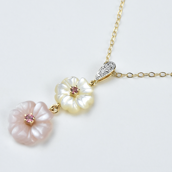 Mother of Pearl Pink Tourmaline 14k Necklace - Goldmakers Fine Jewelry