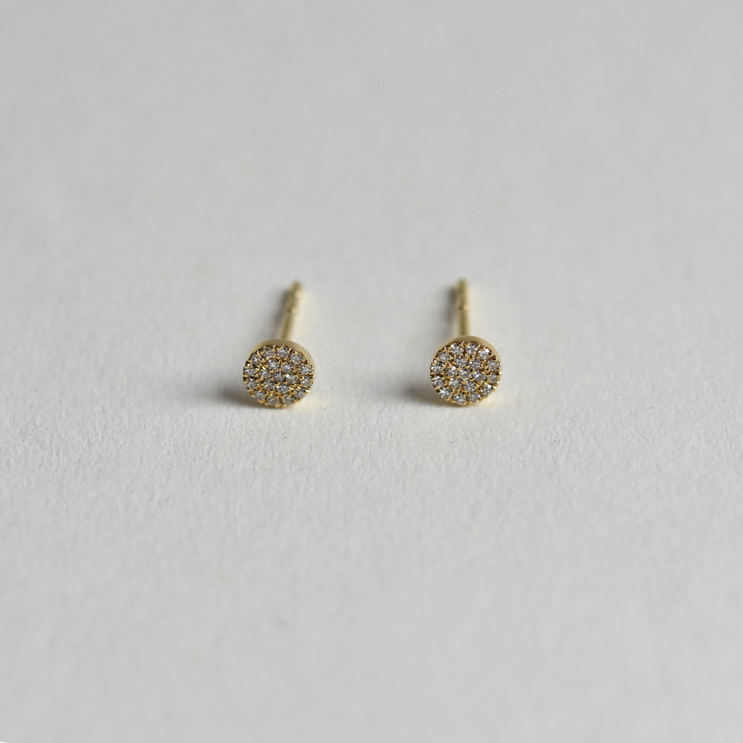 Yellow Gold Diamond Circle Earrings - Goldmakers Fine Jewelry