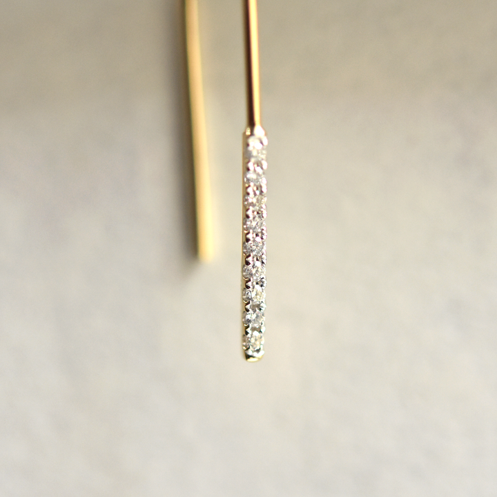 Minimalist Diamond Bar Drop Earrings in 14k Yellow Gold - Goldmakers Fine Jewelry