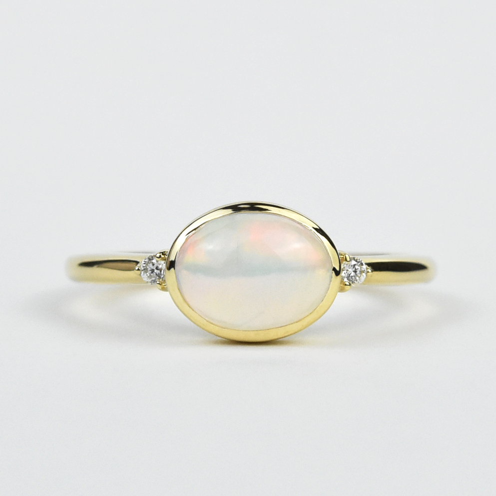 Ethiopian Opal and Diamond Ring in Yellow Gold - Goldmakers Fine Jewelry