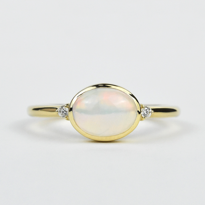 Ethiopian Opal and Diamond Ring in Yellow Gold - Goldmakers Fine Jewelry