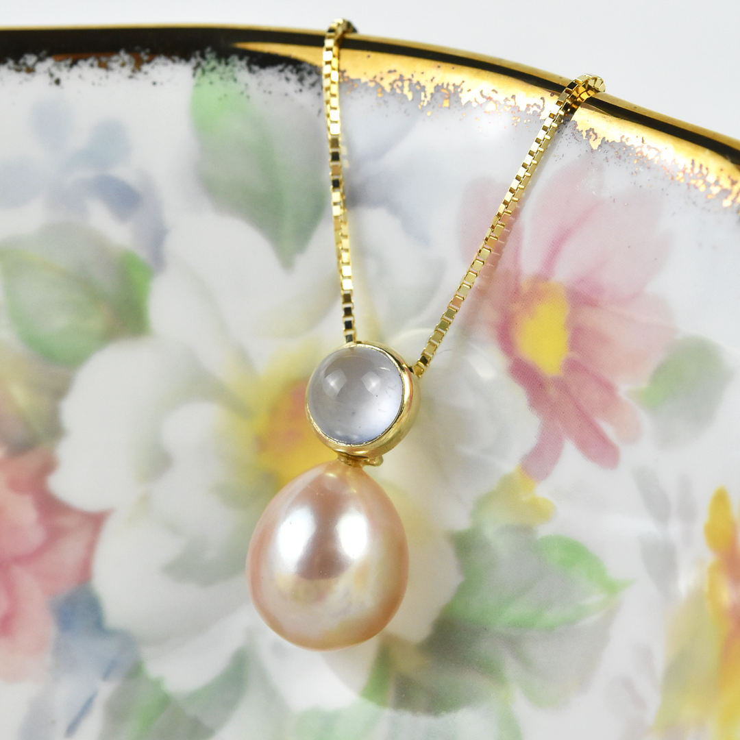 Pearl and Chalcedony 14k Necklace - Goldmakers Fine Jewelry
