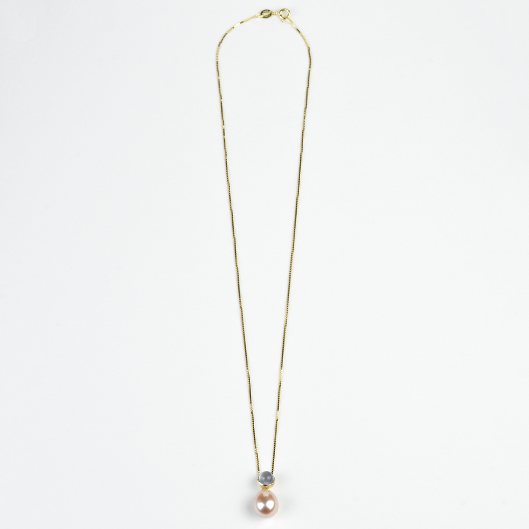 Pearl and Chalcedony 14k Necklace - Goldmakers Fine Jewelry