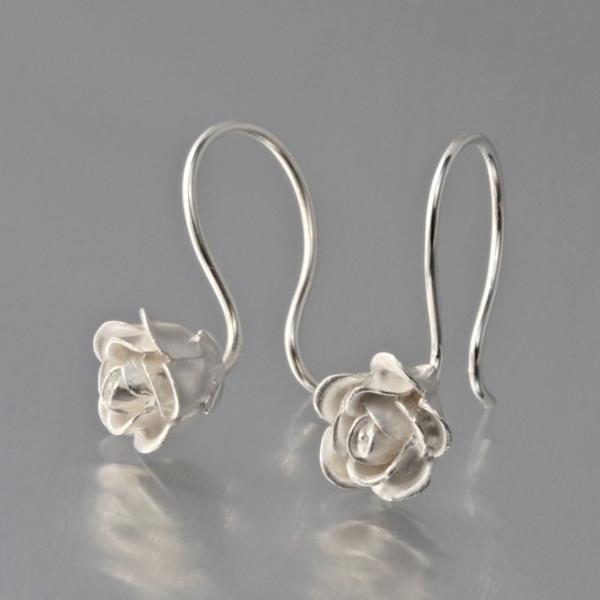 Petite Silver Rose Earrings - Goldmakers Fine Jewelry