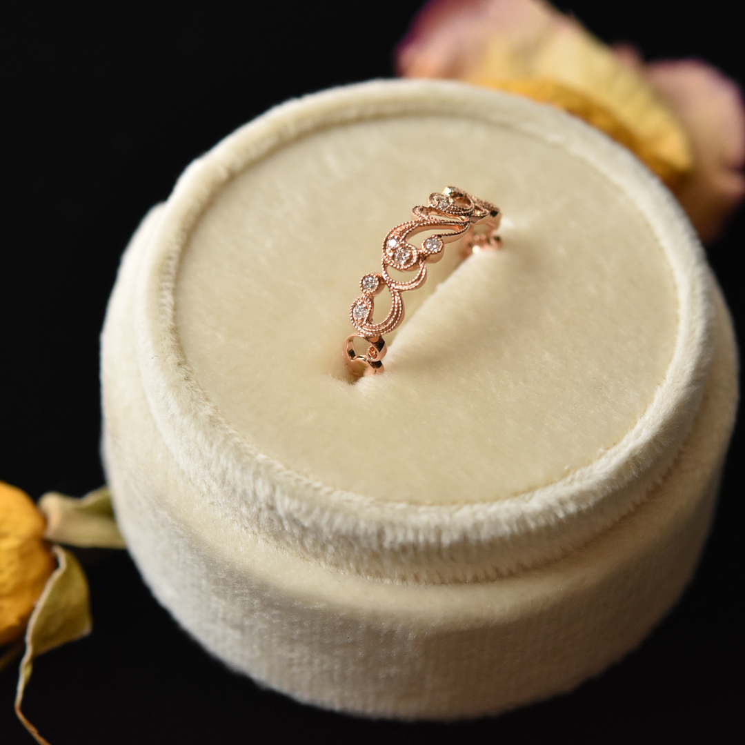 Victorian Ivy Diamond Band in Rose Gold - Goldmakers Fine Jewelry