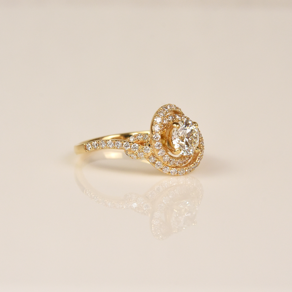 Diamond Whorl Engagement Ring in Yellow Gold - Goldmakers Fine Jewelry