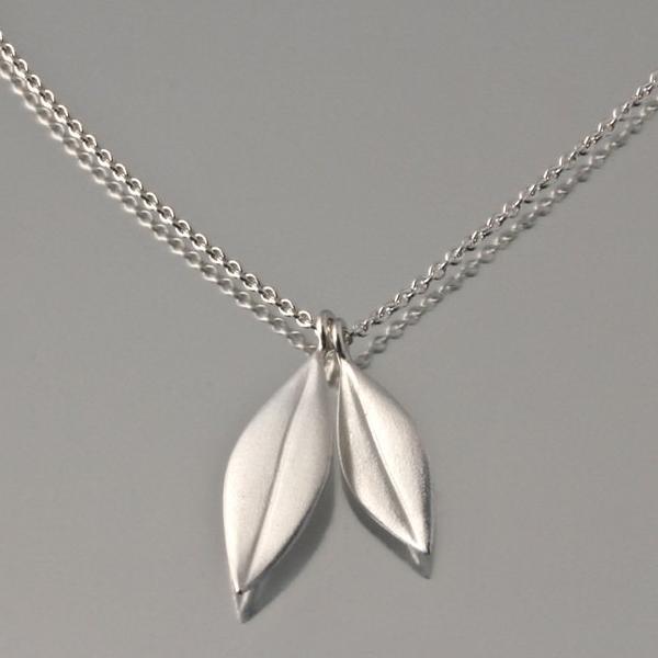 Double Olive Leaf Pendant Necklace - Goldmakers Fine Jewelry