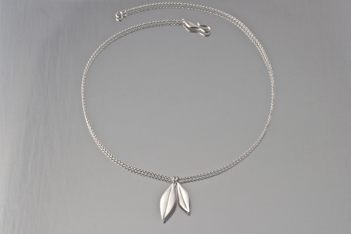 Double Olive Leaf Pendant Necklace - Goldmakers Fine Jewelry