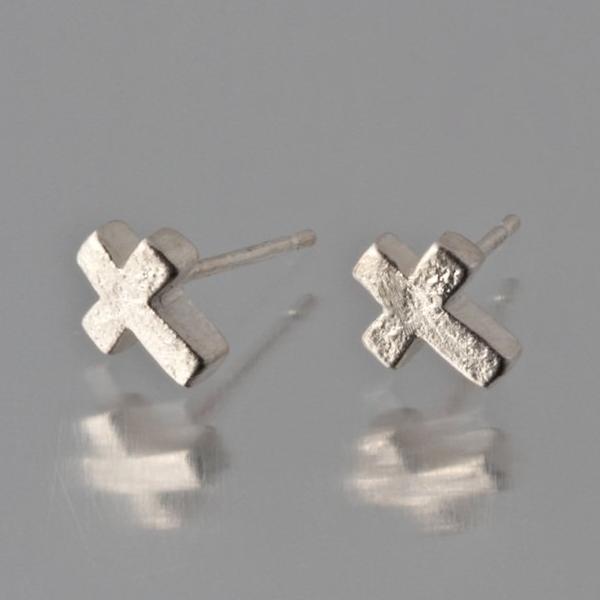 Mini Cross Post Earrings - Goldmakers Fine Jewelry