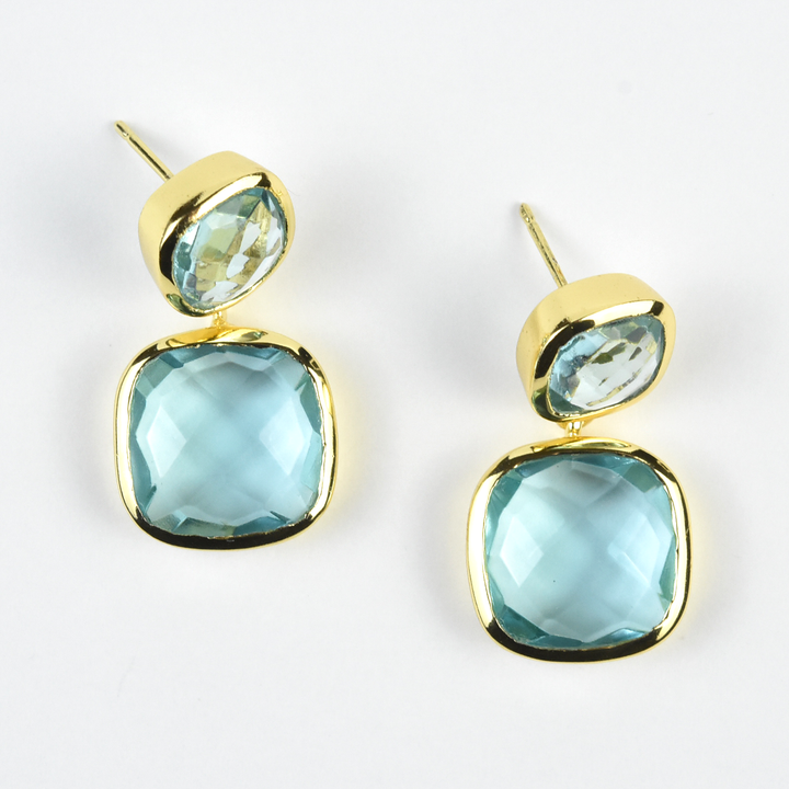 Cushion Cut Blue Topaz Drops - Goldmakers Fine Jewelry