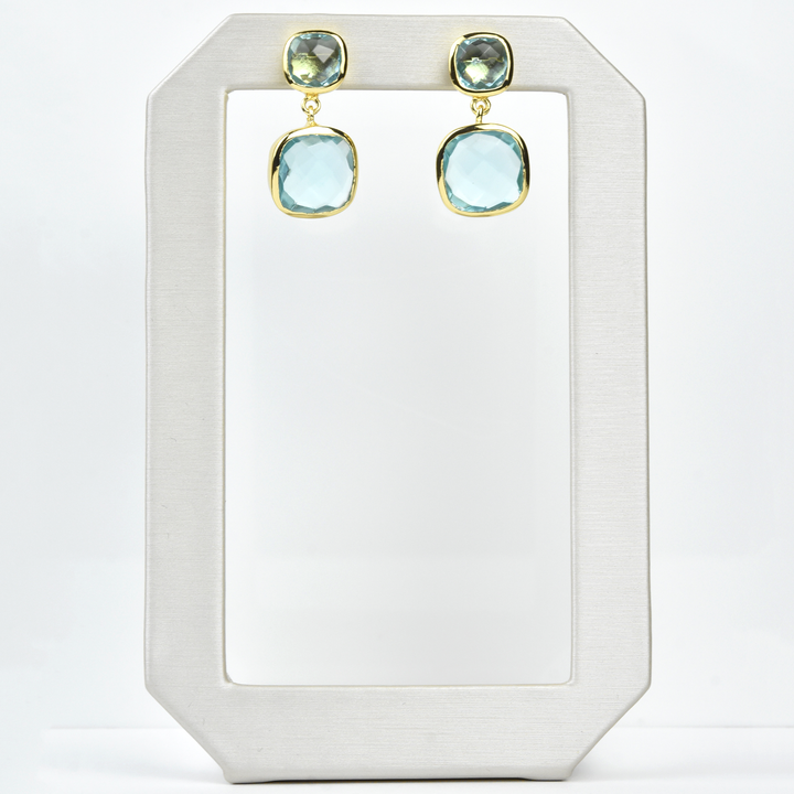 Cushion Cut Blue Topaz Drops - Goldmakers Fine Jewelry