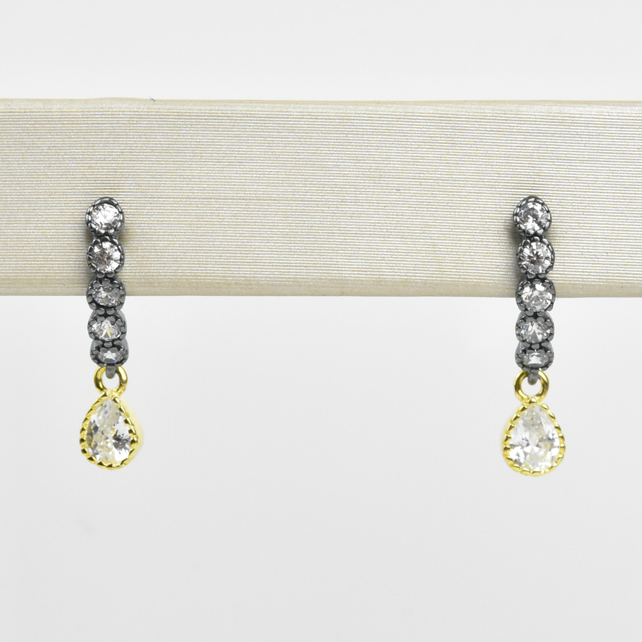 Mixed Metal Crystal Arc Earrings - Goldmakers Fine Jewelry