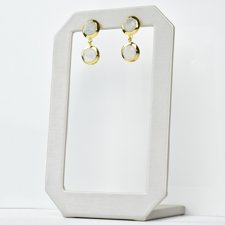 Double Faceted Moonstone Earrings - Goldmakers Fine Jewelry