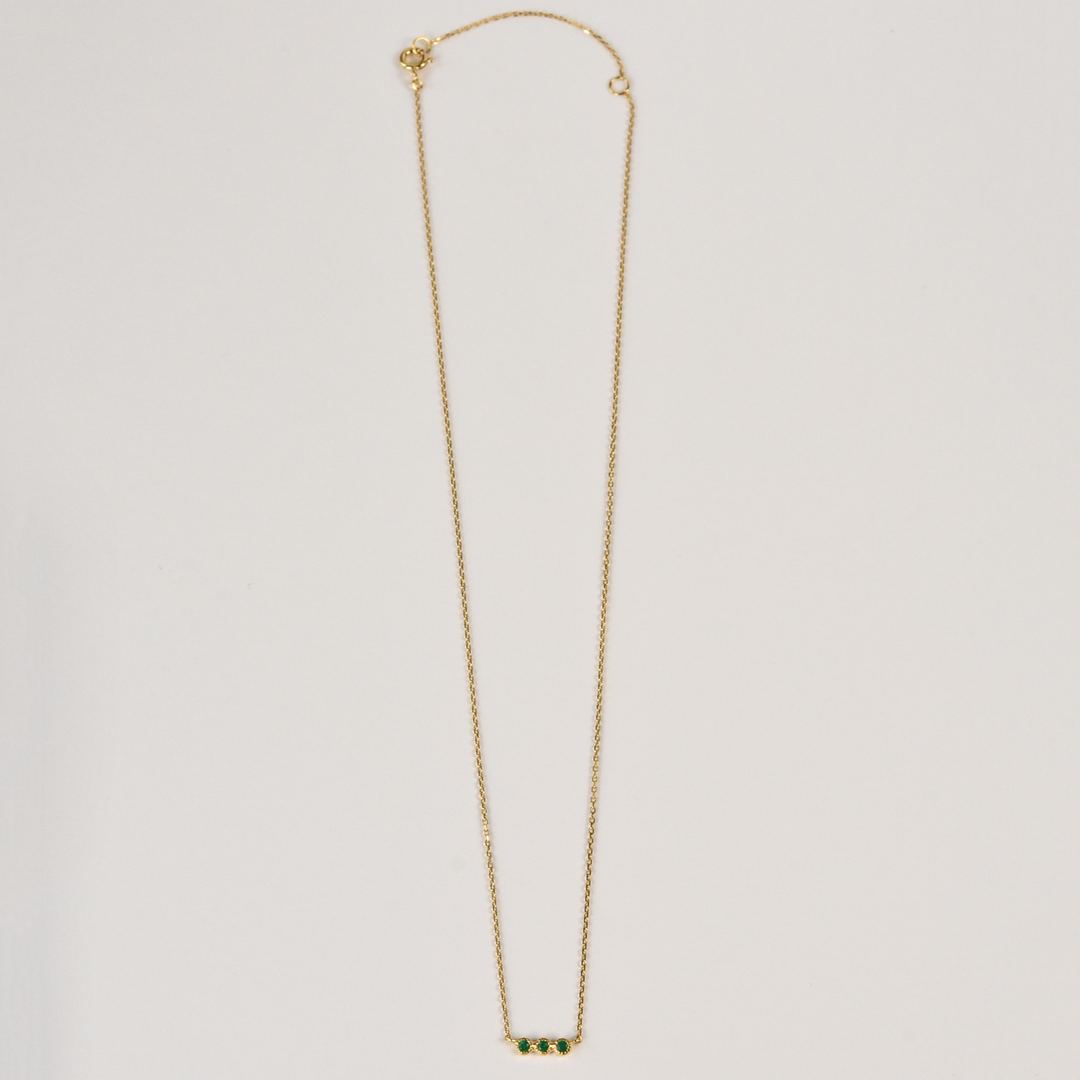 Petite Green Onyx Three Stone Necklace in Vermeil - Goldmakers Fine Jewelry