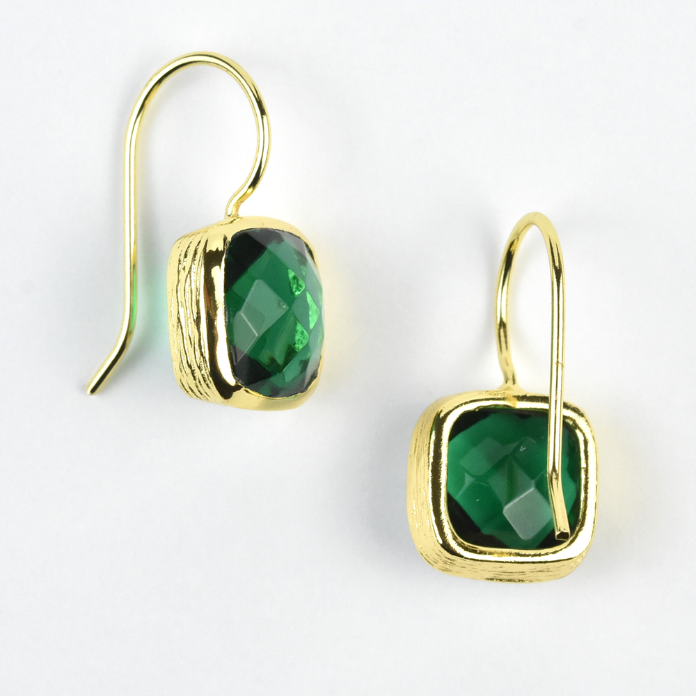 Cushion Cut Green Onyx Drops - Goldmakers Fine Jewelry