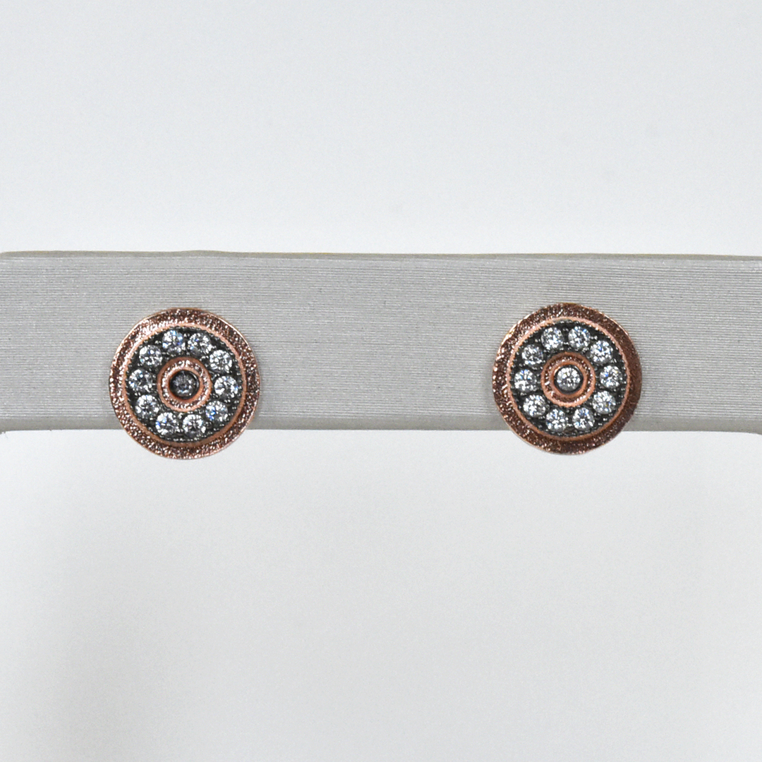 Hammered Wheel Posts with Crystals - Goldmakers Fine Jewelry
