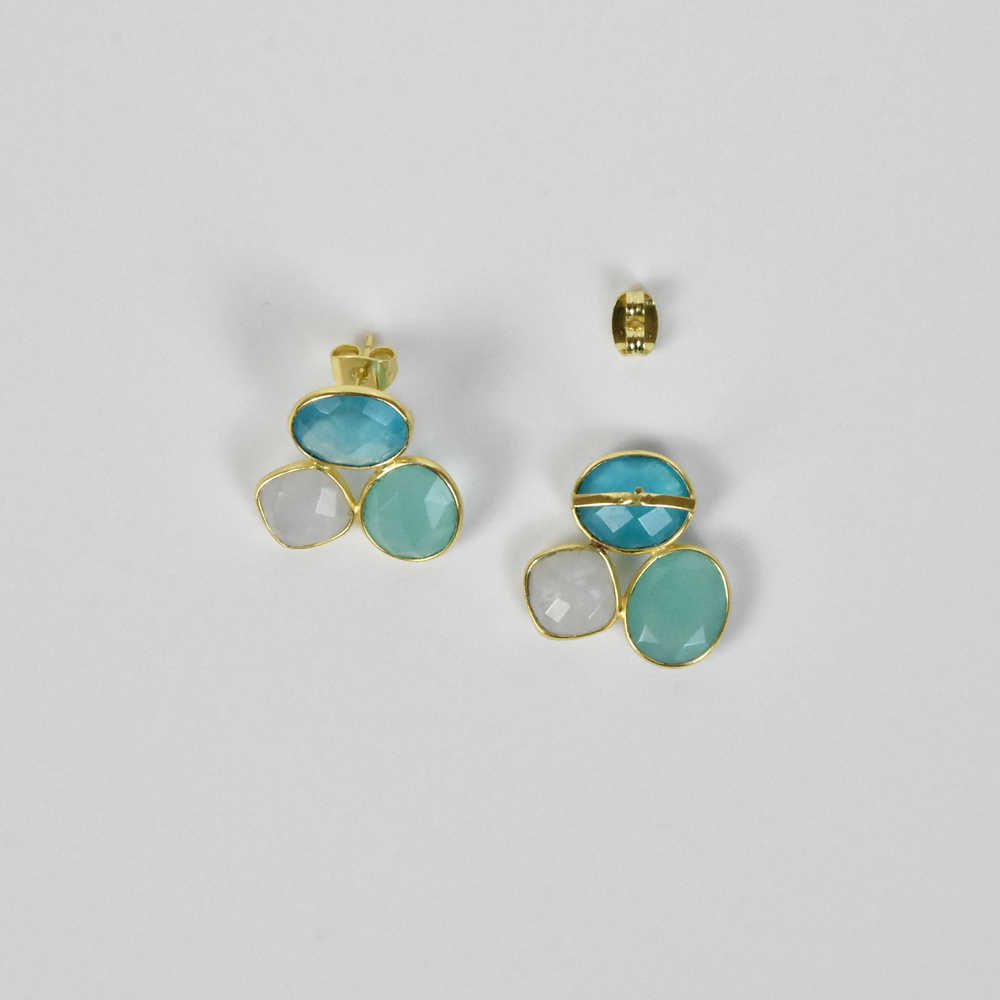 Three Stone Earrings in Vermeil - Goldmakers Fine Jewelry