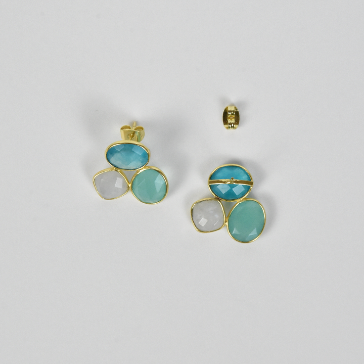 Three Stone Earrings in Vermeil - Goldmakers Fine Jewelry