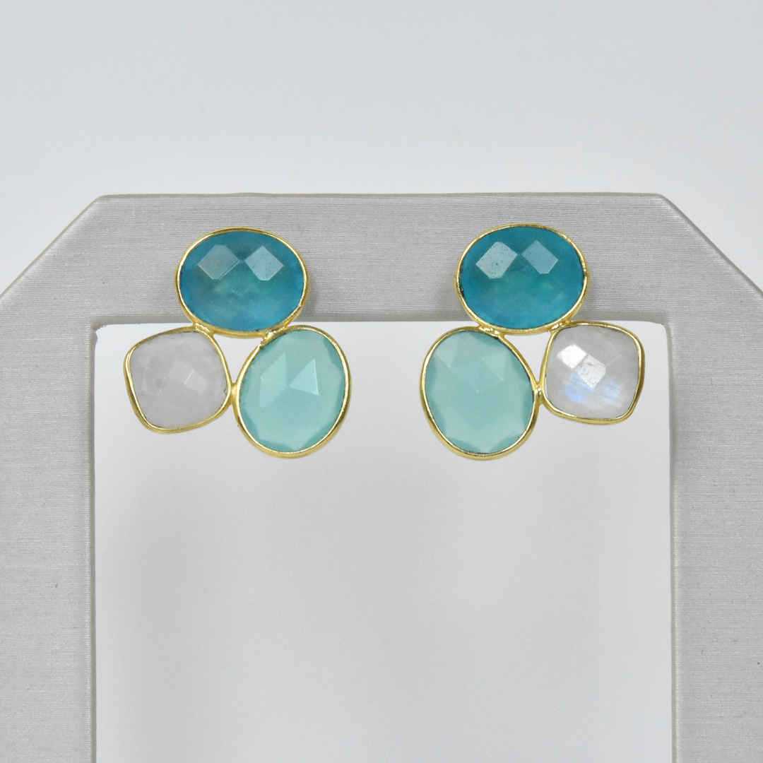 Three Stone Earrings in Vermeil - Goldmakers Fine Jewelry