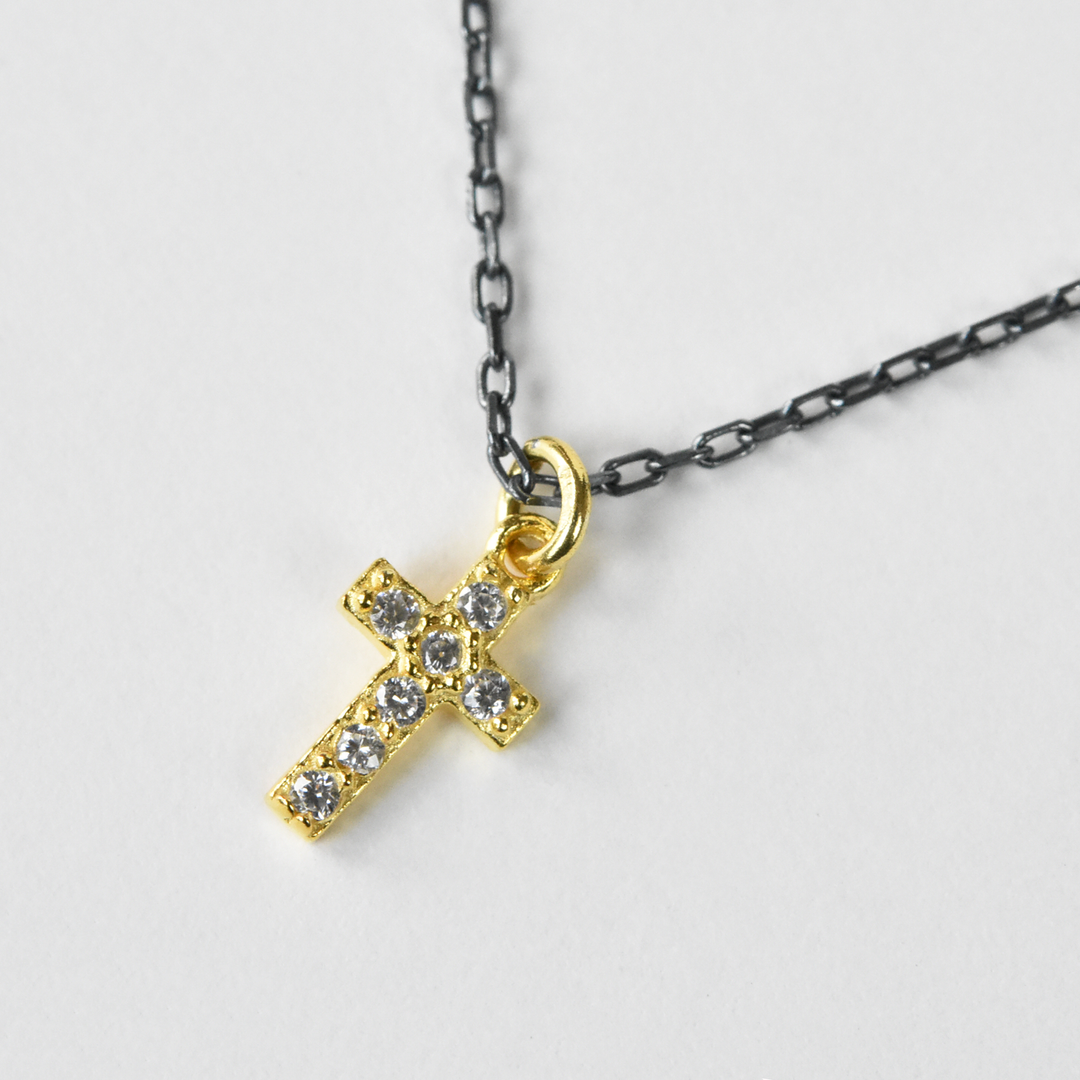 Mixed Metal Cross Pendant Necklace - Goldmakers Fine Jewelry