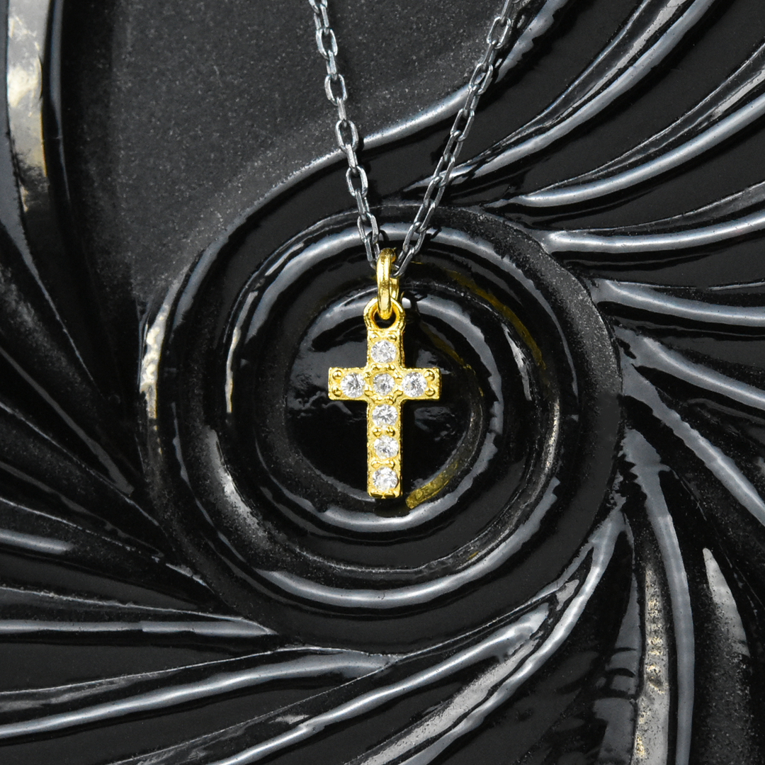 Mixed Metal Cross Pendant Necklace - Goldmakers Fine Jewelry