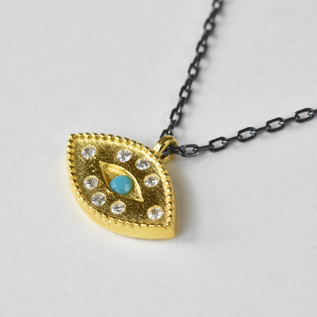 Mixed Metal Evil Eye Pendant Necklace - Goldmakers Fine Jewelry